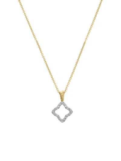 David Yurman Women's Cable Collectibles Quatrefoil Necklace In 18k Yellow Gold In Orange