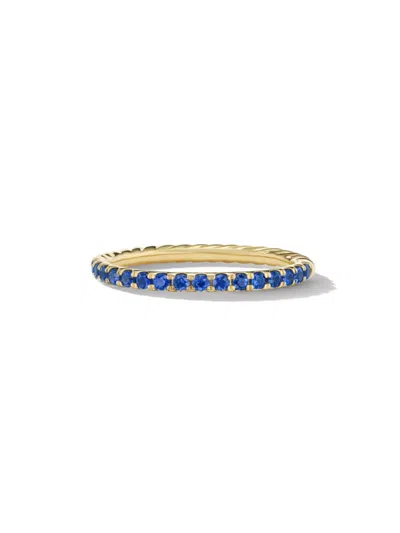 David Yurman Women's Cable Collectibles Stack Ring In 18k Yellow Gold In Light Blue Sapphire