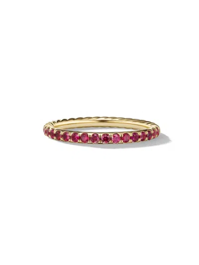 David Yurman Women's Cable Collectibles Stack Ring In 18k Yellow Gold In Ruby