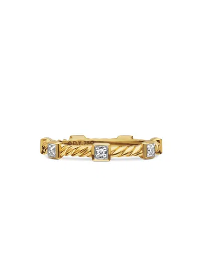 David Yurman Women's Cable Collectibles Stations Stack Ring In 18k Yellow Gold