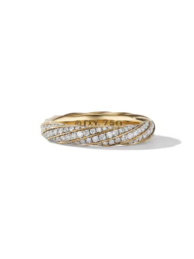 David Yurman Women's Cable Edge Band Ring In 18k Yellow Gold In Diamond