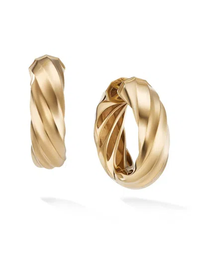 David Yurman Women's Cable Edge Hoop Earrings In 18k Yellow Gold, 28.9mm