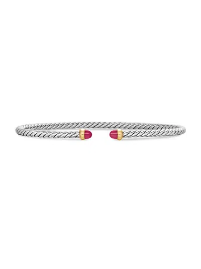 David Yurman Women's Cable Flex 14k Yellow Gold & Sterling Silver Bracelet In Green