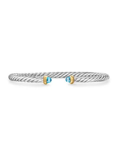 David Yurman Women's Cable Flex Bracelet In Sterling Silver In Blue Topaz