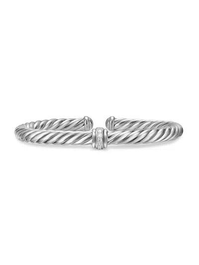 David Yurman Women's Cable Flex Center Station Bracelet In Sterling Silver In Green