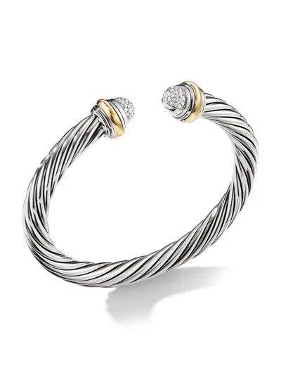 David Yurman Women's Cable Silver Ice Pavé Diamond Bracelet In Metallic