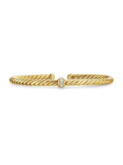 David Yurman Women's Cablespira Flex Station Bracelet In 18k Yellow Gold In Pattern