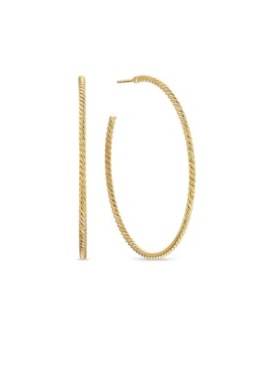 David Yurman Women's Cablespira Hoop Earrings In 18k Yellow Gold, 55mm In Neutral