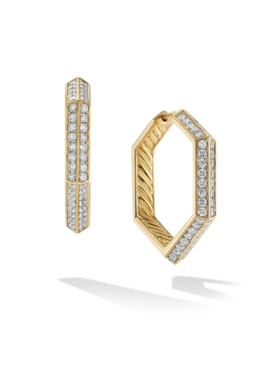 David Yurman Women's Carlyle 18k Yellow Gold & Pavé Diamonds Hoop Earrings