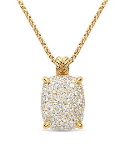 David Yurman Women's Chatelaine Elongated Pendant Necklace In 18k Yellow Gold With Diamonds, 19mm In Green
