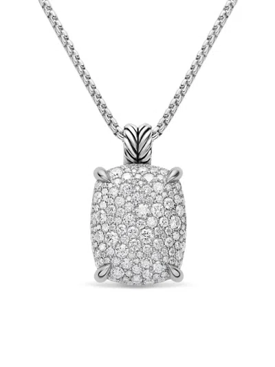 David Yurman Women's Chatelaine Elongated Pendant Necklace In Sterling Silver With Diamonds, 19mm