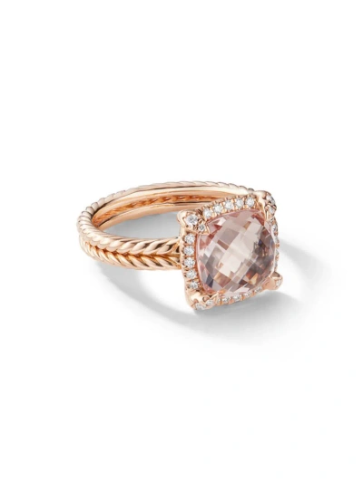 David Yurman Women's Chatelaine Pavé Bezel Ring In 18k Rose Gold With Morganite And Diamonds