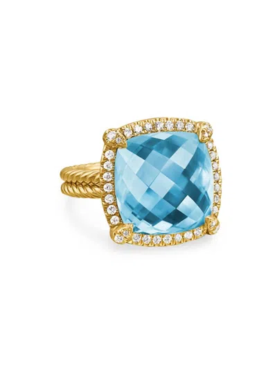David Yurman Women's Chatelaine Pavé Bezel Ring In 18k Yellow Gold In Sky Blue Topaz
