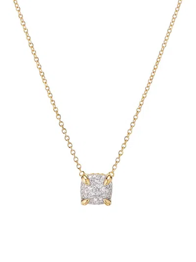 David Yurman Women's Chatelaine Pendant Necklace In 18k Yellow Gold With Full Pavé Diamonds In Pink