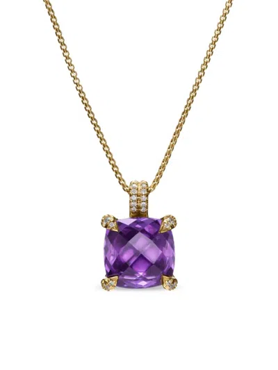 David Yurman Women's Chatelaine Pendant Necklace In 18k Yellow Gold With Pavé Diamonds In Purple