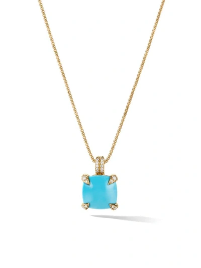 David Yurman Women's Chatelaine Pendant Necklace In 18k Yellow Gold With Pavé Diamonds In Turquoise