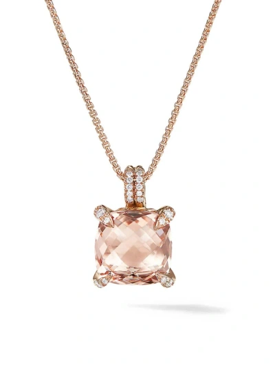 David Yurman Women's Châtelaine Pendant Necklace With Diamonds In 18k Rose Gold With Morganite