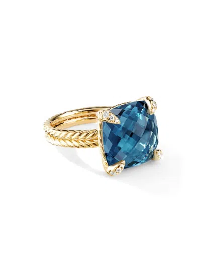 David Yurman Women's Chatelaine Ring In 18k Yellow Gold In Hampton Blue Topaz