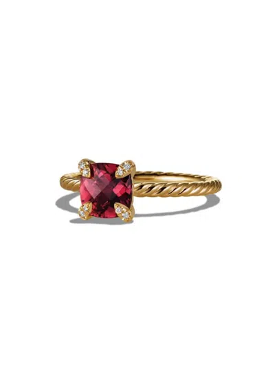 David Yurman Women's Chatelaine Ring In 18k Yellow Gold With Pavé Diamonds In Pink Tourmaline
