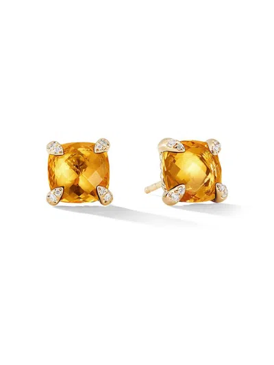 David Yurman Women's Chatelaine Stud Earrings In 18k Yellow Gold With Pavé Diamonds