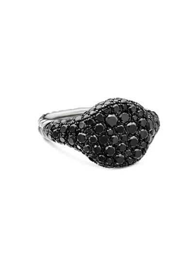 David Yurman Women's Chevron Pinky Ring In 18k White Gold In Black