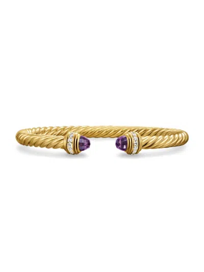 David Yurman Women's Classic Cablespira Bracelet In 18k Yellow Gold In Amethyst