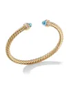 David Yurman Women's Classic Cablespira Bracelet In 18k Yellow Gold In Blue Topaz