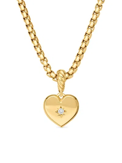 David Yurman Women's Compass Heart Amulet In 18k Yellow Gold With Center Diamond, 18.8mm In Neutral