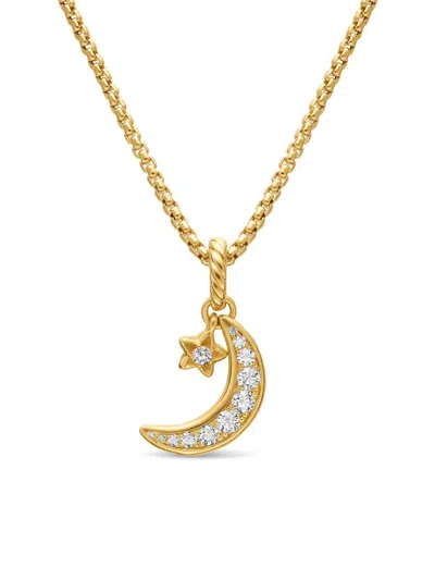 David Yurman Women's Crescent Amulet In 18k Yellow Gold With Diamonds, 16.5mm In Silver