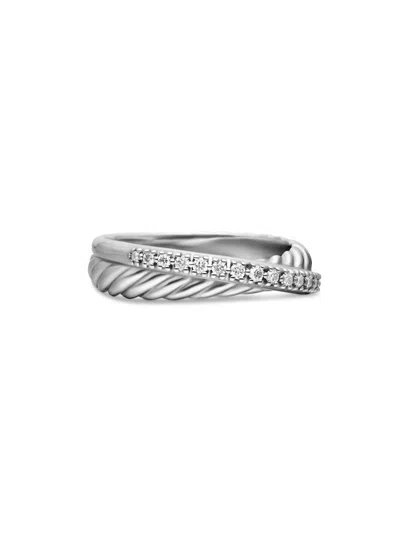 David Yurman Women's Crossover Band Ring With Pavé Diamonds