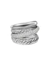David Yurman Crossover Five Row Diamond Ring In Silver
