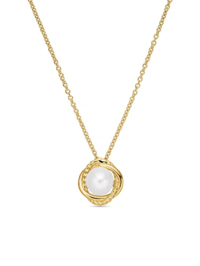 David Yurman Women's Crossover Infinity Pendant Necklace In 18k Yellow Gold With Pearl In Pattern