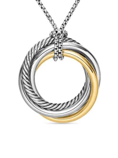 David Yurman Women's Crossover Pendant Necklace In Sterling Silver With 14k Yellow Gold, 37mm In White