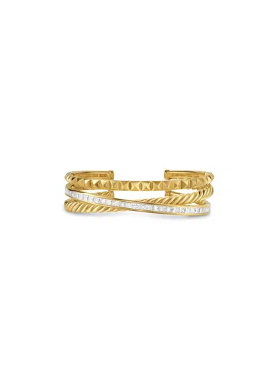 David Yurman Women's Crossover Three Row Cuff Bracelet In 18k Yellow Gold