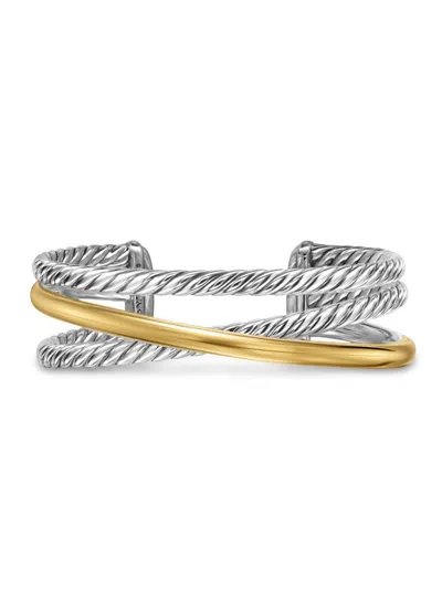 David Yurman Women's Crossover Three Row Cuff Bracelet In Sterling Silver In Gray