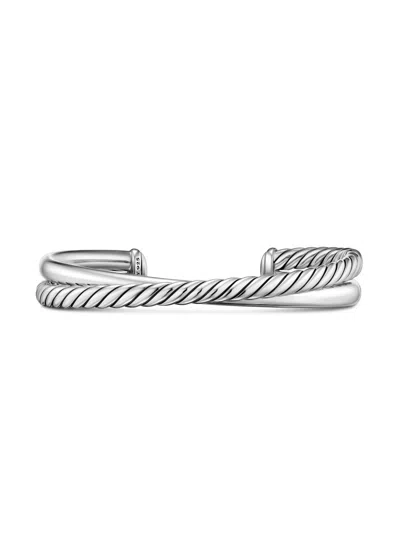 David Yurman Women's Crossover Two Row Cuff Bracelet In Sterling Silver, 10.7mm In Gray