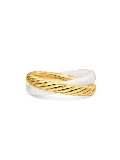 David Yurman Women's Crossover Two Row Rotating Ring In 18k Yellow Gold