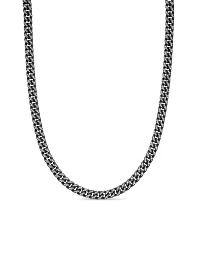 David Yurman Women's Curb Chain Necklace In Black Titanium With Diamonds, 7mm In Metallic