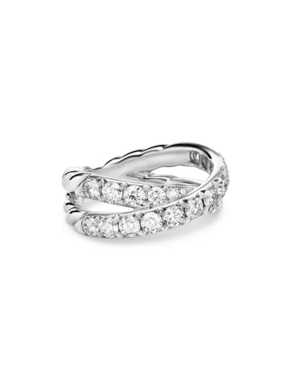 David Yurman Women's Dy Crossover Band Ring In Platinum In Silver