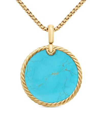 David Yurman Women's Dy Elements Disc Pendant In 18k Yellow Gold In Blue