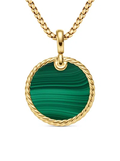 David Yurman Women's Dy Elements Disc Pendant In 18k Yellow Gold In Green