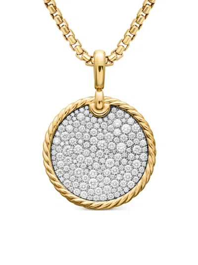 David Yurman Women's Dy Elements Disc Pendant In 18k Yellow Gold With Diamonds, 24mm