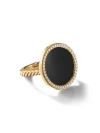David Yurman Women's Dy Elements Ring In 18k Yellow Gold With Gemstone & Pavé Diamonds In Black Onyx