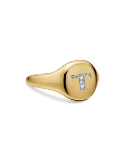 David Yurman Women's Dy Initial Pinky Ring In 18k Yellow Gold