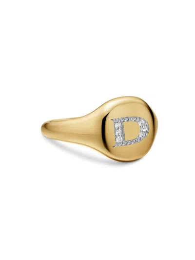 David Yurman Women's Dy Initial Pinky Ring In 18k Yellow Gold
