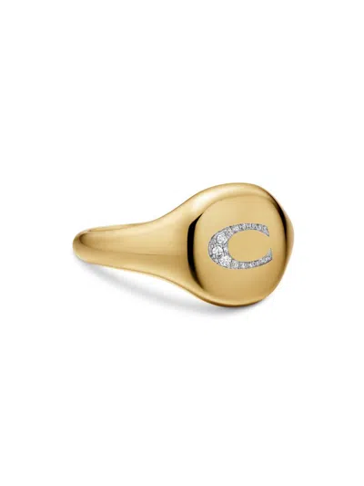 David Yurman Women's Dy Initial Pinky Ring In 18k Yellow Gold