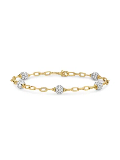 David Yurman Women's Dy Madison Pavé Bead Chain Bracelet In 18k Yellow Gold