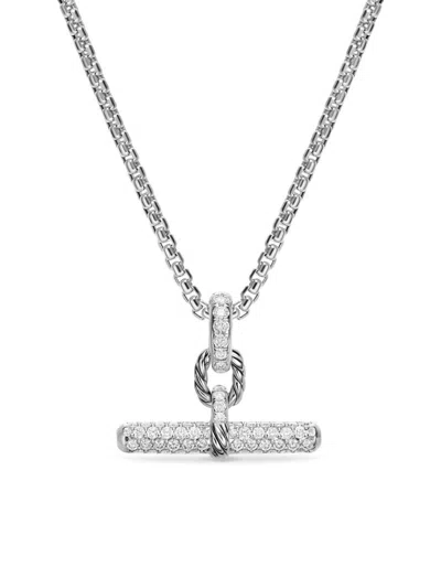 David Yurman Women's Dy Madison Toggle Pendant In Sterling Silver With Diamonds, 20.2mm In Metallic