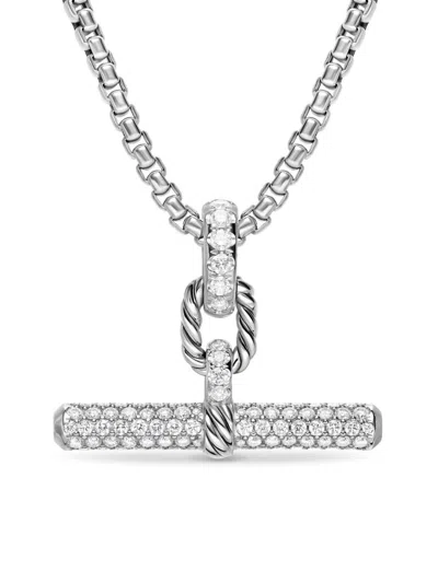 David Yurman Women's Dy Madison Toggle Pendant In Sterling Silver With Diamonds, 29mm In Gray