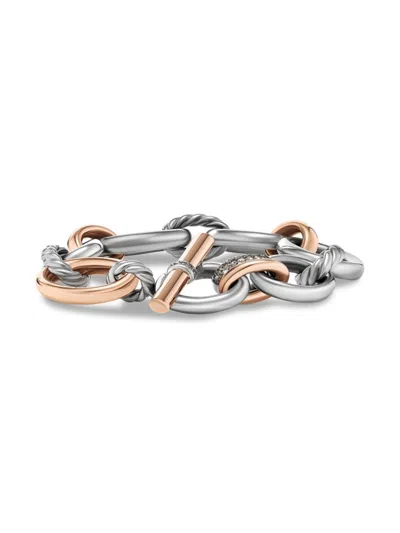 David Yurman Women's Dy Mercer Melange Chain Bracelet In Sterling Silver In Cognac Diamond